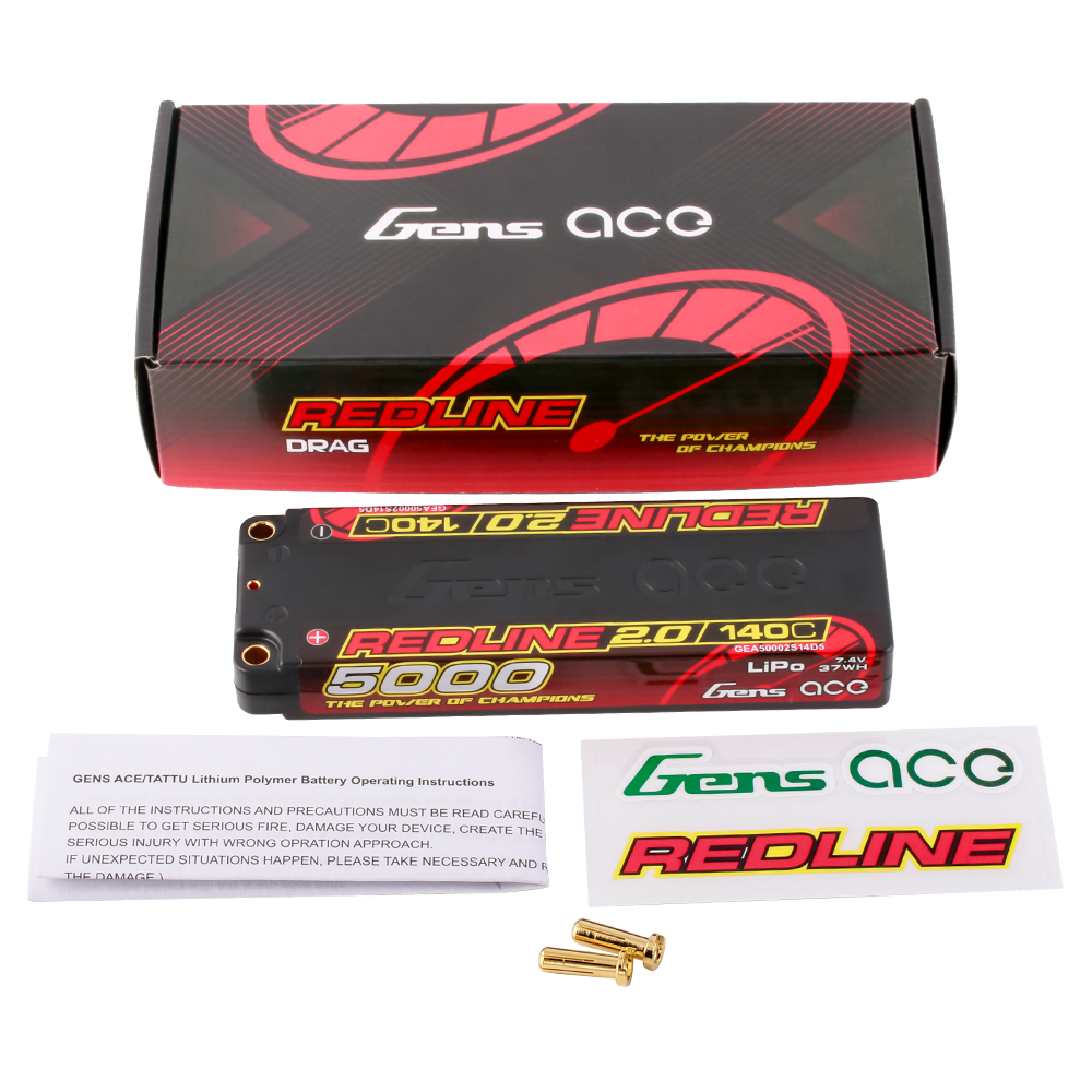 JTL:170729:Gens_ace_Redline_2.0_Series_5000mAh_7.4V_140C_2S1P_HardCase_Lipo_Battery_Pack_with_Hardcase_56_for_racing_truggy