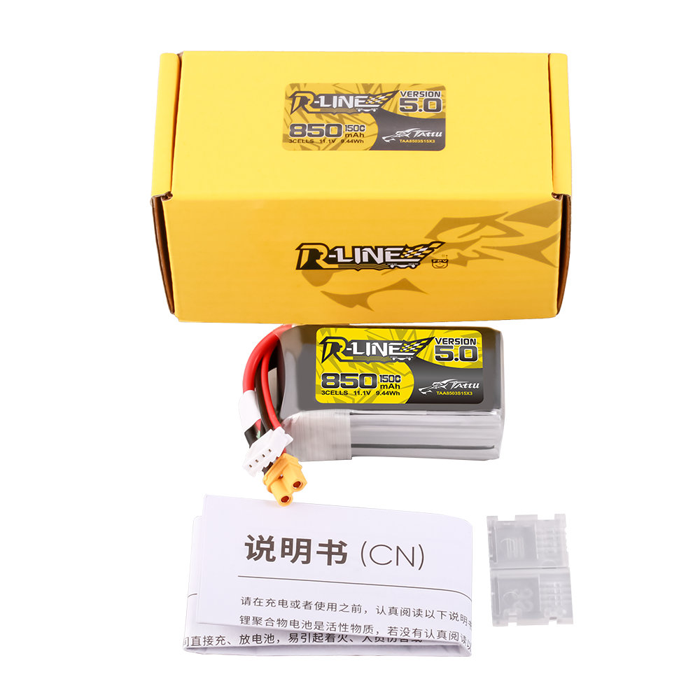 JTL:170555:Tattu_R-Line_Version_5.0_850mAh_3S_11.1V_150C_Lipo_Battery_Pack_with_XT30U-F_plug_for_freestyle
