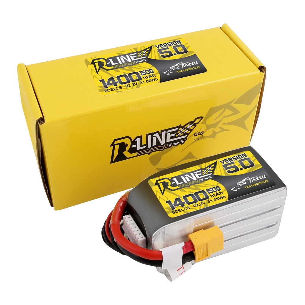 JTL:170562:Tattu_R-Line_Version_5.0_1400mAh_22.2V_150C_6S1P_Lipo_Battery_Pack_with_XT60_Plug_for_whoop