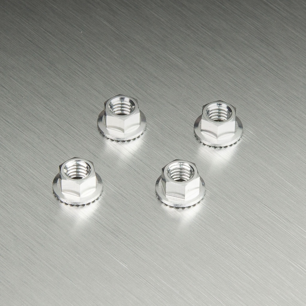 Radmutter mit Flansch Alu silber (4 Stück)