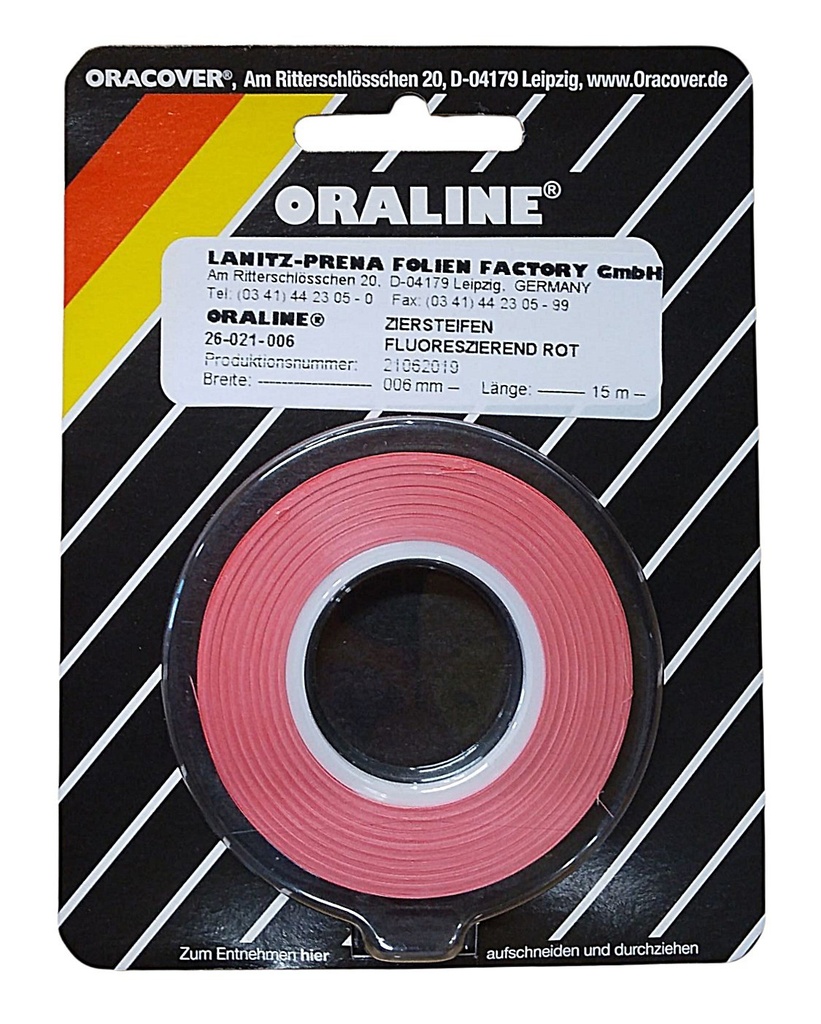 ORALINE Zierstreifen Rot fluoreszierend 2mm