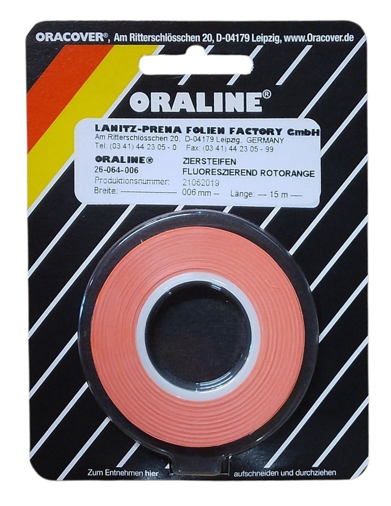 ORALINE Zierstreifen Rotorange fluoreszierend 6mm