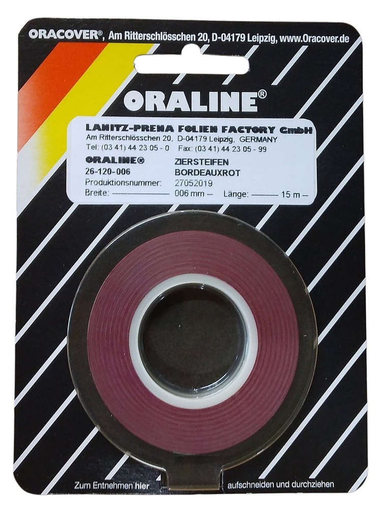 ORALINE Zierstreifen Bordeauxrot 6mm