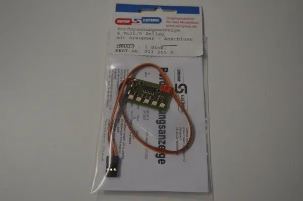 Bordspannungsanzeige 6 Volt / 5Zellen mit Graupner - Anschluss