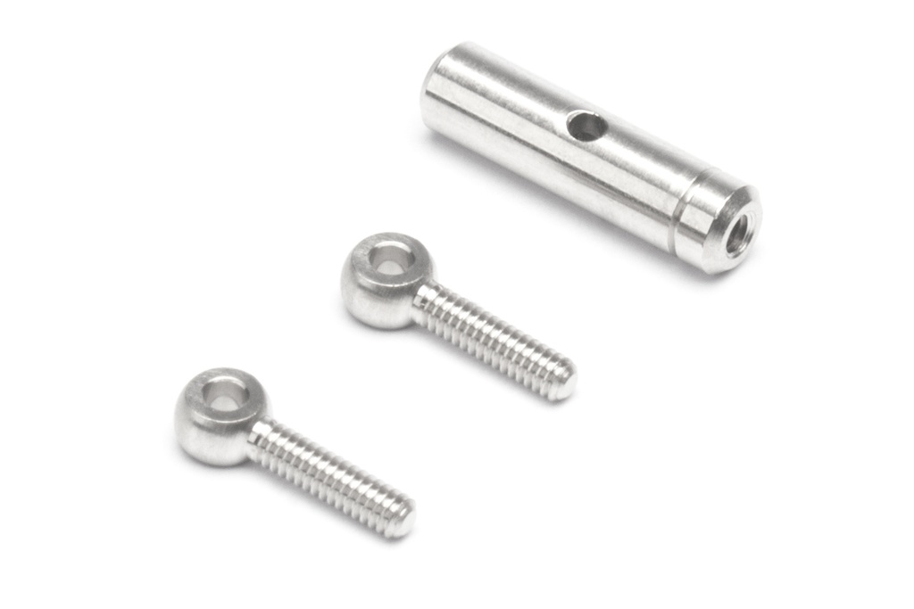 Präzisions-Spann-Schloss, Messing-bernickel, Länge: 20-28mm, Auge Innen 1,7mm, 2 stück