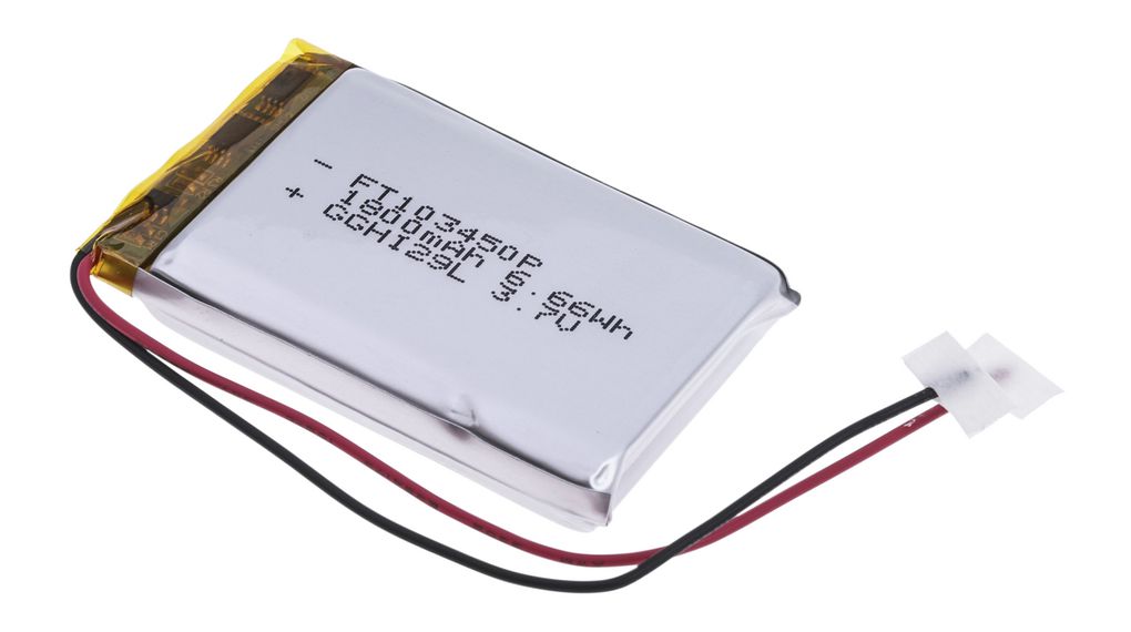 RS PRO RS PRO nan Lithium Polymer Akku, 3.7V / 1.8Ah, Draht-Anschluss, geringe Selbstentladung