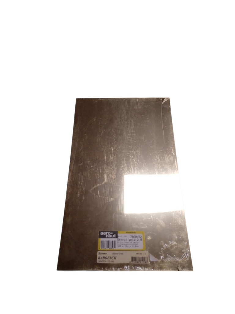 Styrol Platte, Goldfolienbeschichtet 477x328x2,0mm