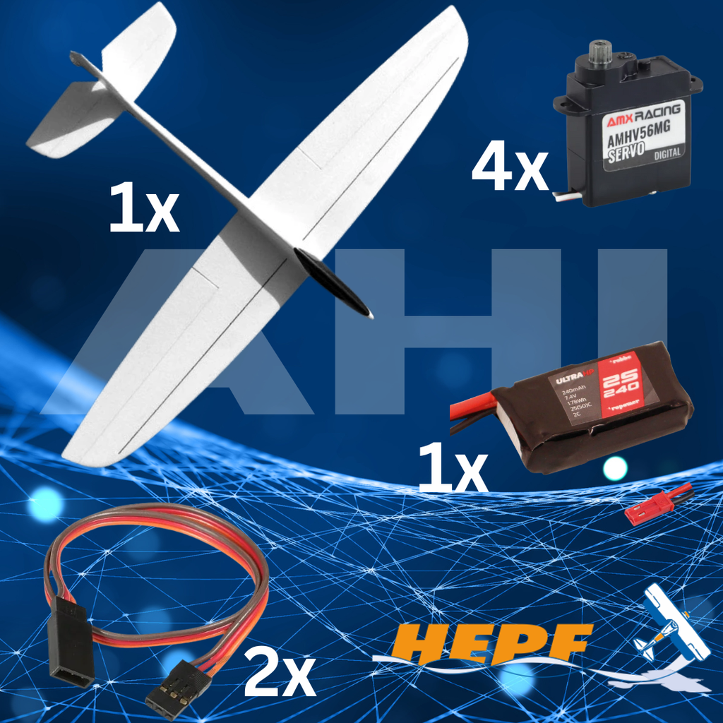 DREAM-FLIGHT AHI HANGFLUG / KUNSTFLUGMODELL AUS ROBUSTEM EPO FORMSCHAUM Set mit Servos und Akku