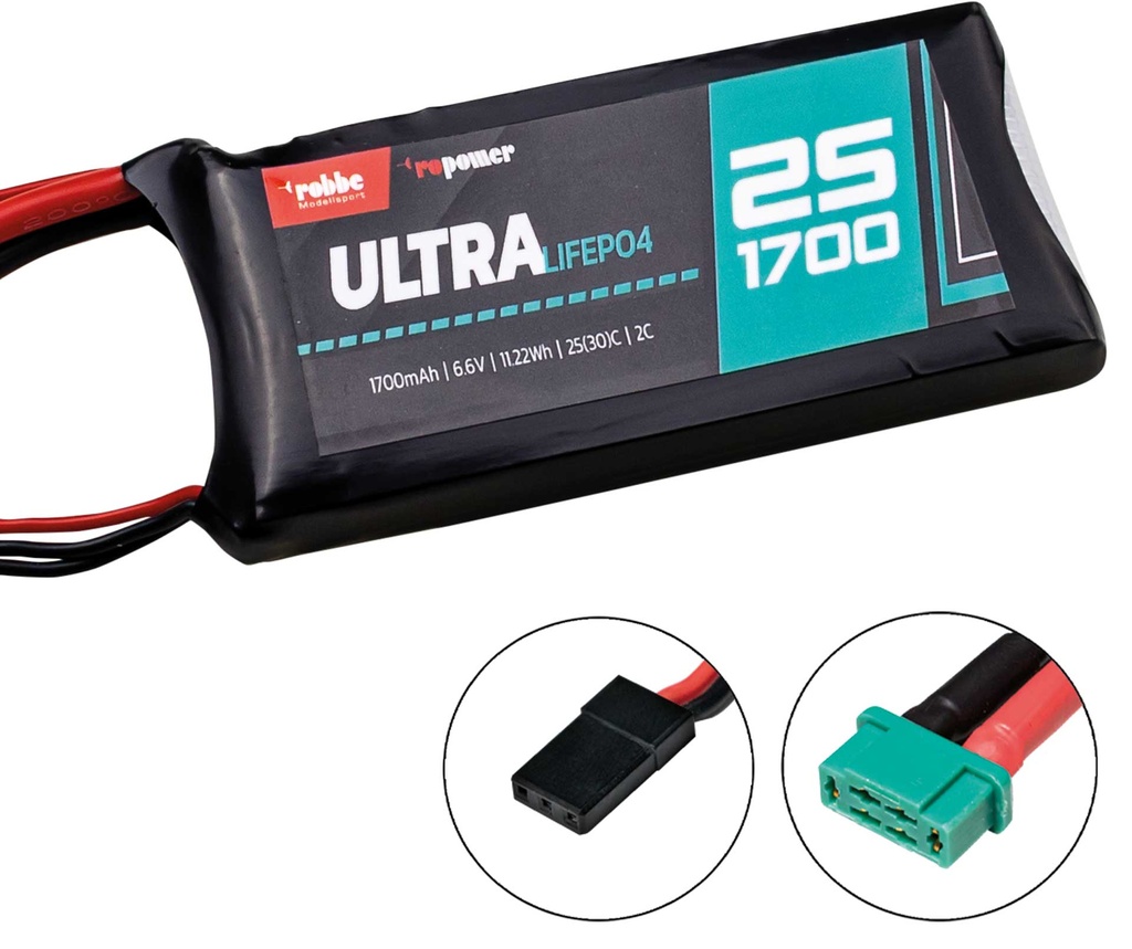 Robbe Modellsport RO-POWER ULTRA LIFEPO4 1700MAH 6,6V 25(30C) 2S LIFEPO4 Akku MPX/JR/XH Stecker