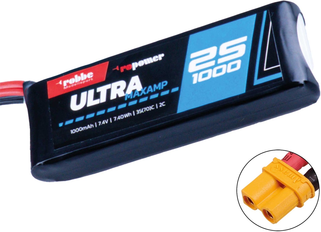 Robbe Modellsport RO-POWER ULTRA MAXAMP 1000MAH 7,4 VOLT 2 35(70)C LIPO AKKU XT-30