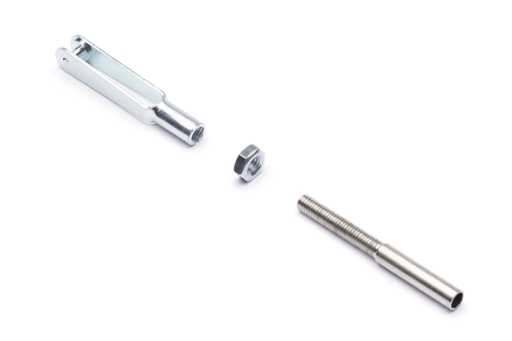 Matall Gabelkopf mit Gewindelöthülse 2,3mm, M2,5, 100 Stück