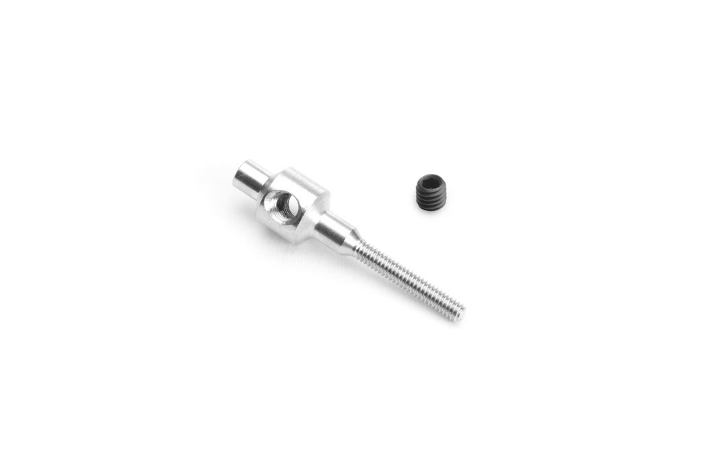 M2 Stahl Schraubhülse für Drähte bis 2,1mm. Quergewinde M3. Oberfläche vernickelt, 1 Stück