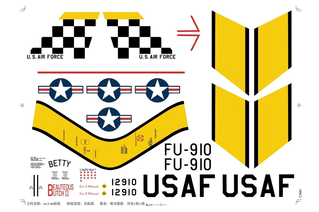 Freewing 64mm F-86 Sabre V2 Decal Set