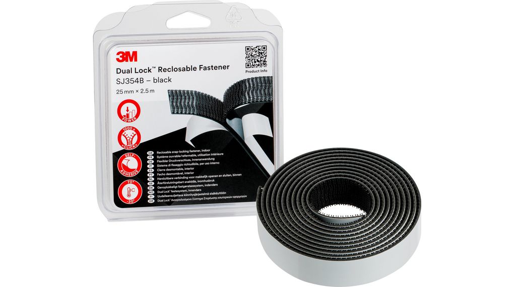 3M Scotch Dual Lock Druckverschluss Extreme, schwarz 25mm x 2,5m