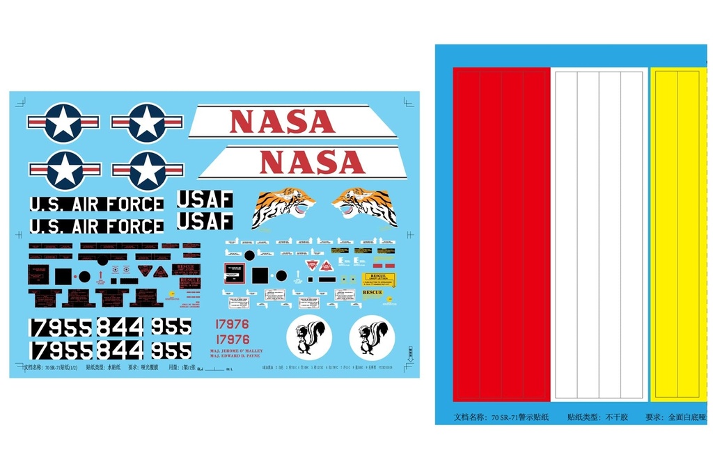 Freewing 70mm SR-71 Blackbird Decal Set B
