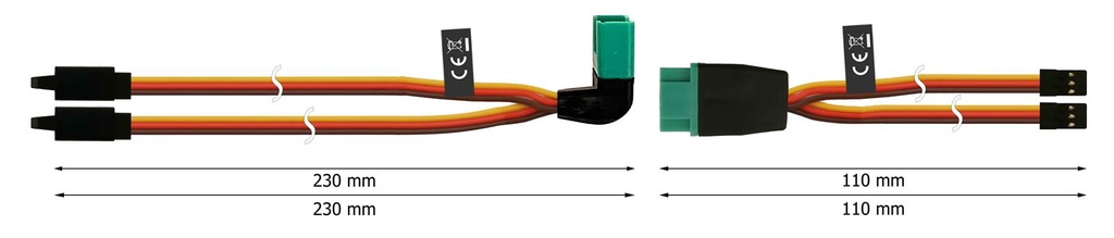 Kabelbaum für Modelle mit je 2 Flächenservos bis ca 200cm Spannweite
