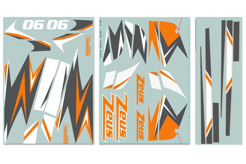 Freewing 90mm EDF Zeus Decal Set - Orange