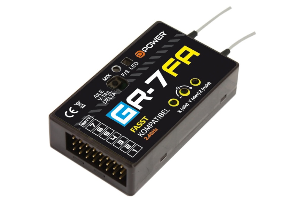 D-POWER GR-7FA 2.4GHZ EMPFÄNGER MIT 3X GYRO FASST KOMPATIBEL