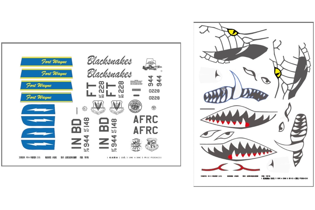 Freewing Twin 80mm A-10 Thunderbolt II V2 Decal B