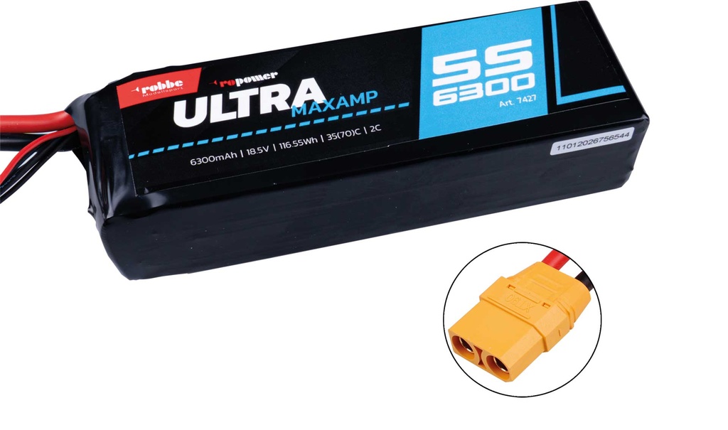 Robbe Modellsport RO-POWER ULTRA MAXAMP 6300mAH 18,5 VOLT 5S 35(70)C LIPO AKKU XT-90/XH