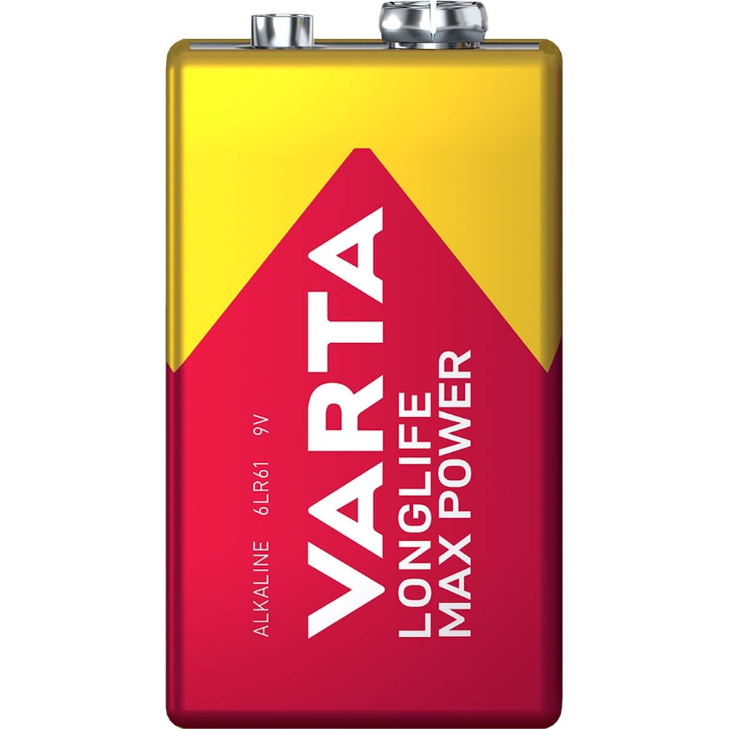 9V-Block Batterie VARTA "Longlife Max Power" Alkaline, 6LR61, 9V