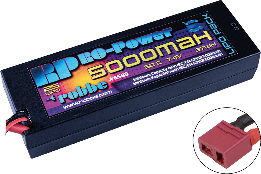 Robbe Modellsport Ro-Power Car Lipo 5000mah 7,4V 50C Hardcase (T-Stecker)