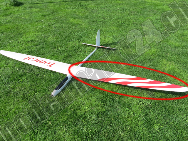 Ersatzflügel Links RCRCM E-Tomcat oder Tomcat CFK Weiss/Rot