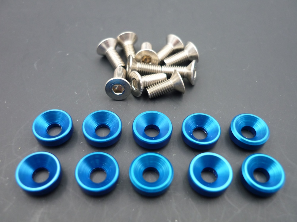 Alu-Unterlegscheiben für Servoschrauben M3 blau