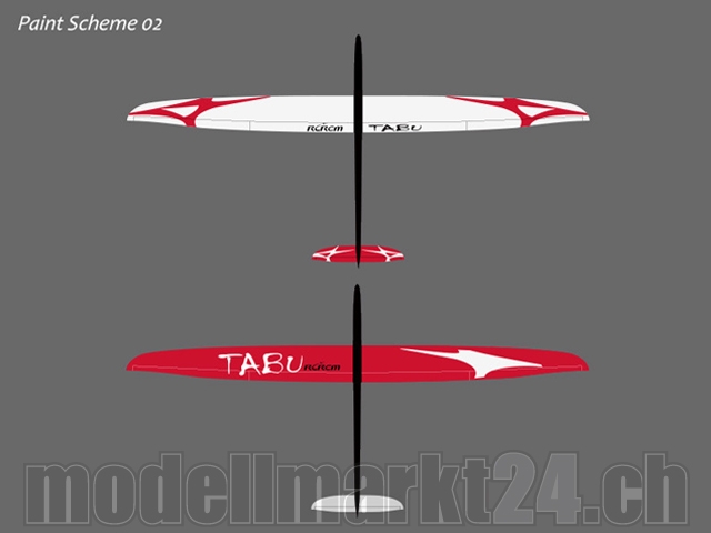 RCRCM E-Tabu Spw. 2.976m GFK+ Weiss/Rot mit Schutztaschen, RC Modellflugzeug