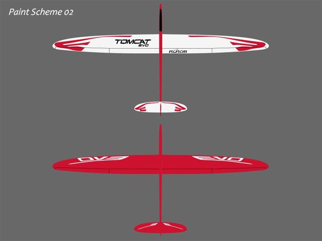 RCRCM Tomcat Evo 2.5m CFK Rot/Weiss mit Schutztaschen, RC Modellflugzeug
