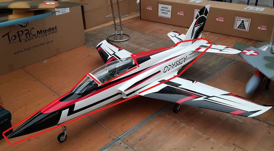 TopRC Rumpf Sport Jet Odyssey Weiß/Schwarz/Rot