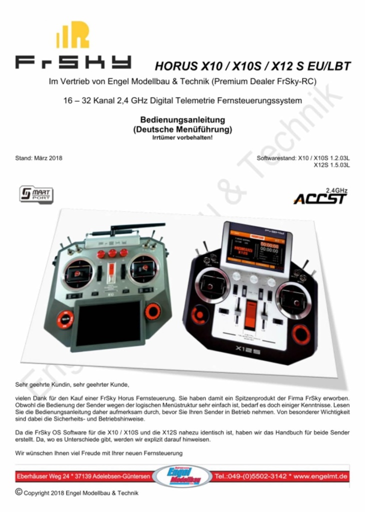 Handbuch FrOS deutsch HORUS X10, X10S und X12S