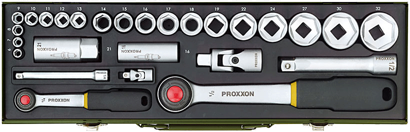 PROXXON Steckschlüsselsatz 1/4" + 1/2" (27-teilig)