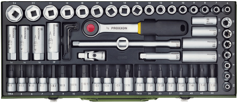 PROXXON Super-Kompaktsatz, 3/8" (65-teilig)