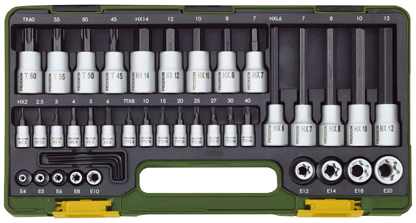 PROXXON Steckschlüsselsatz HX + TX, 1/4" + 1/2" (42-teilig)