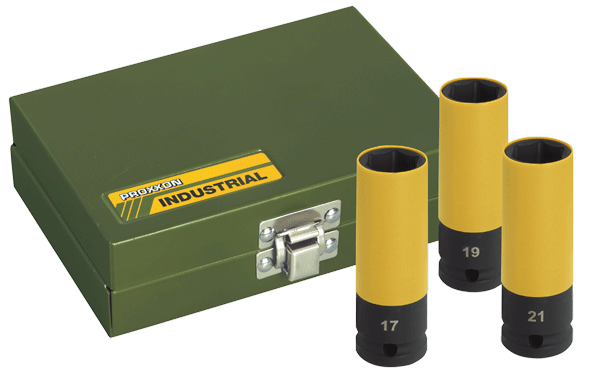 PROXXON IMPACT Steckschlüsselsatz 1/2", 85mm lang (3-teilig - 17, 19, 21 mm)