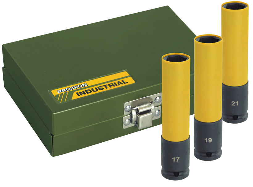 PROXXON IMPACT Steckschlüsselsatz 1/2", 130 mm lang (3-teilig - 17, 19, 21mm)