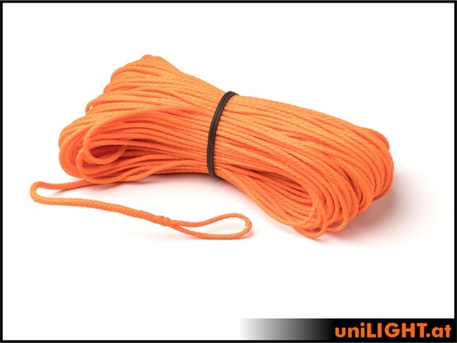 Windenseil 1.5mm, 280daN Reißkraft, ORANGE, 30m, einseitig gespleißt