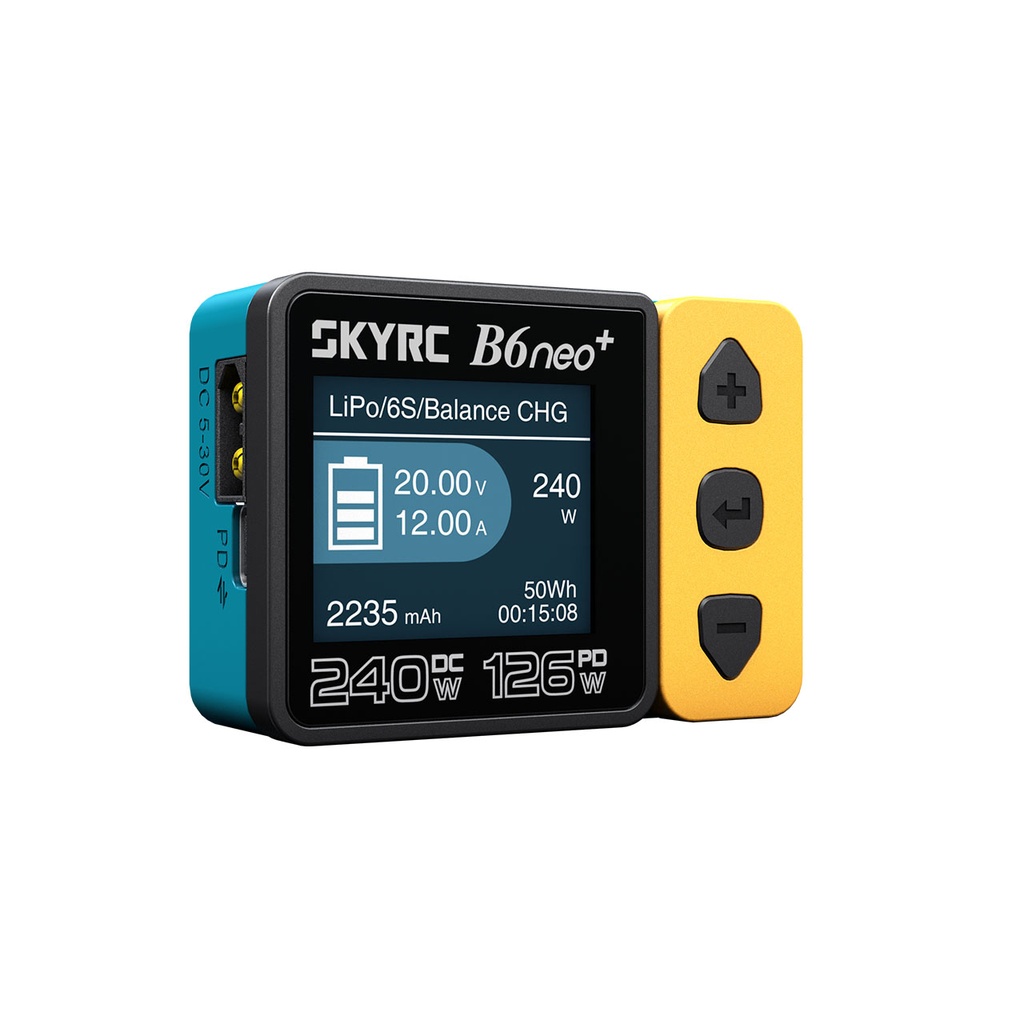 B6neo+ Ladegerät gelb/blau LiPo 1-6s 10A 200W