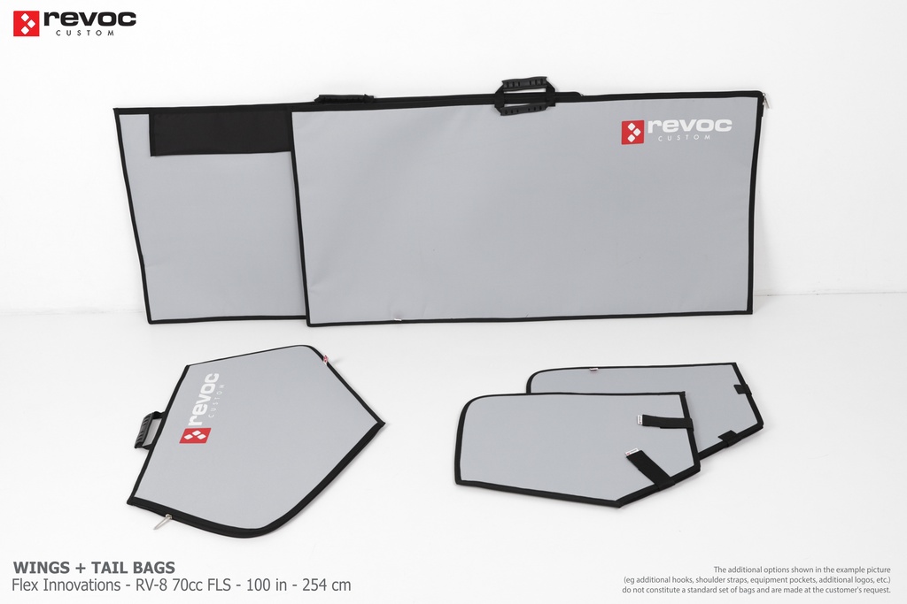 Revoc RV-8 70ccmFlächenschutztaschen Set Fläche + Leitwerk Farbe Grey