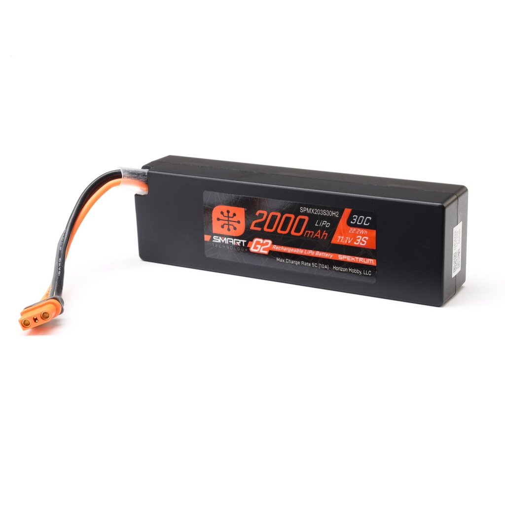 Spektrum Accessories 11.1V 2000mAh 3S 30C Smart G2 LiPo Battery: IC2