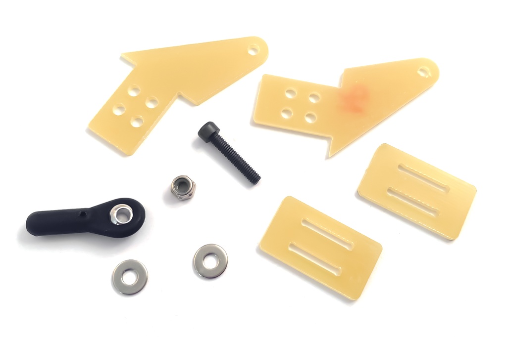 1,5mm GFK Ruderhorn - 20mm Höhe, 45mm Gesamtlänge, 2,8mm Bohrung (1 Set) mit Kugelkopf 3mm