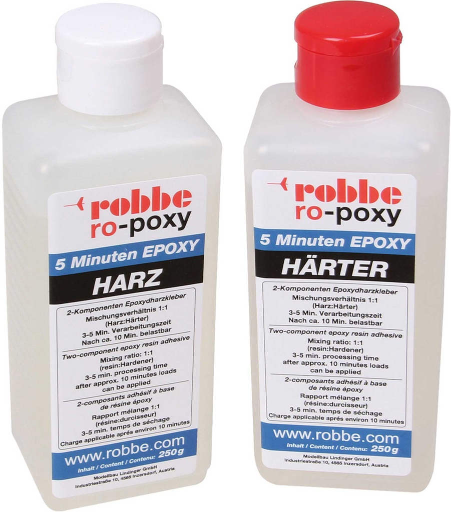 ROBBE RO-POXY 5 MINUTEN EPOXYDHARZKLEBER 500G JE 250G HARZ+HÄRTER