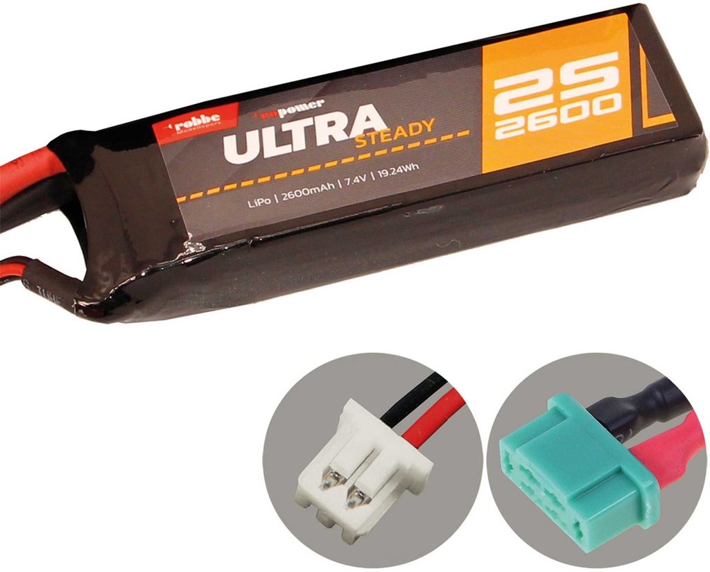 ROBBE RO-POWER ULTRA STEADY 2600MAH 7,4 VOLT EMPFÄNGER AKKU 2S MPX/MOLEX 1.25/UMX 2S