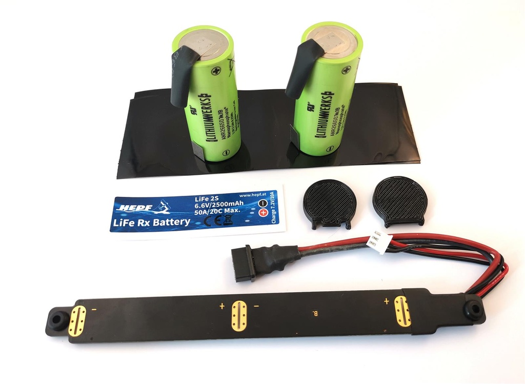 LiFe 2s Akkuplatine mit Kabel Stange mit Befestigungslaschen inclusive 2 Akkuzellen Life
