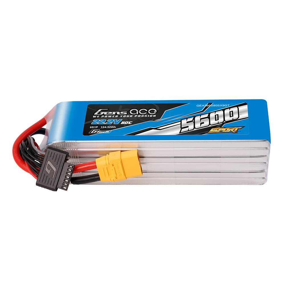 Gens Ace Sport G-Tech 5600mAh 22.2V 80C 6S1P Lipo Battery Pack with XT90 Plug （700 Helicopter）