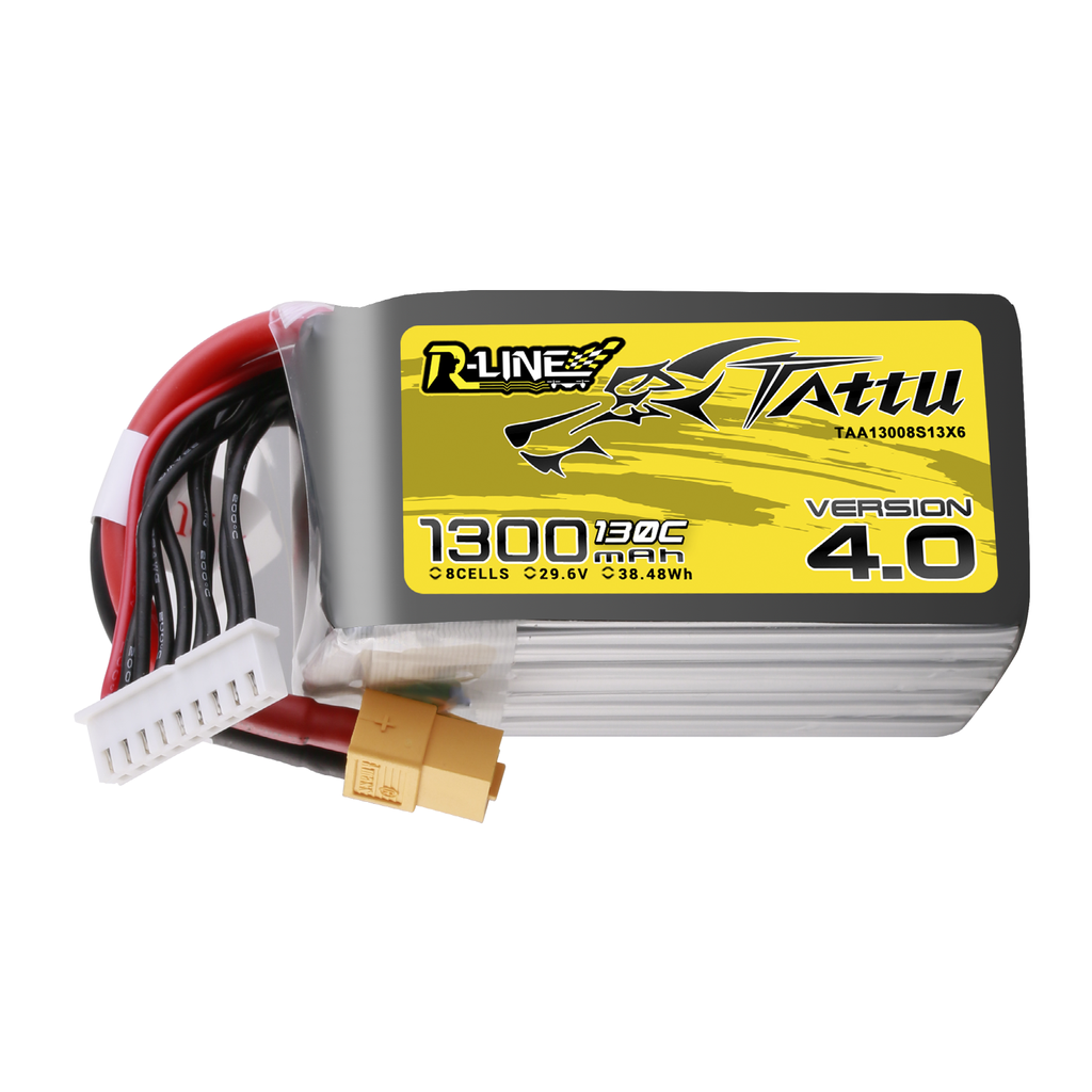Tattu R-Line Version 4.0 1300mAh 8S 29.6V 130C Lipo Battery Pack with XT60 Plug