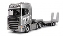 Scania 770 S Zugmaschine + Tieflader-Sattelauflieger 6x4 1:18 RTR silber