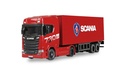 Mini-Scania 730 S mit Kofferauflieger proportional 4WD 1:64 RTR rot
