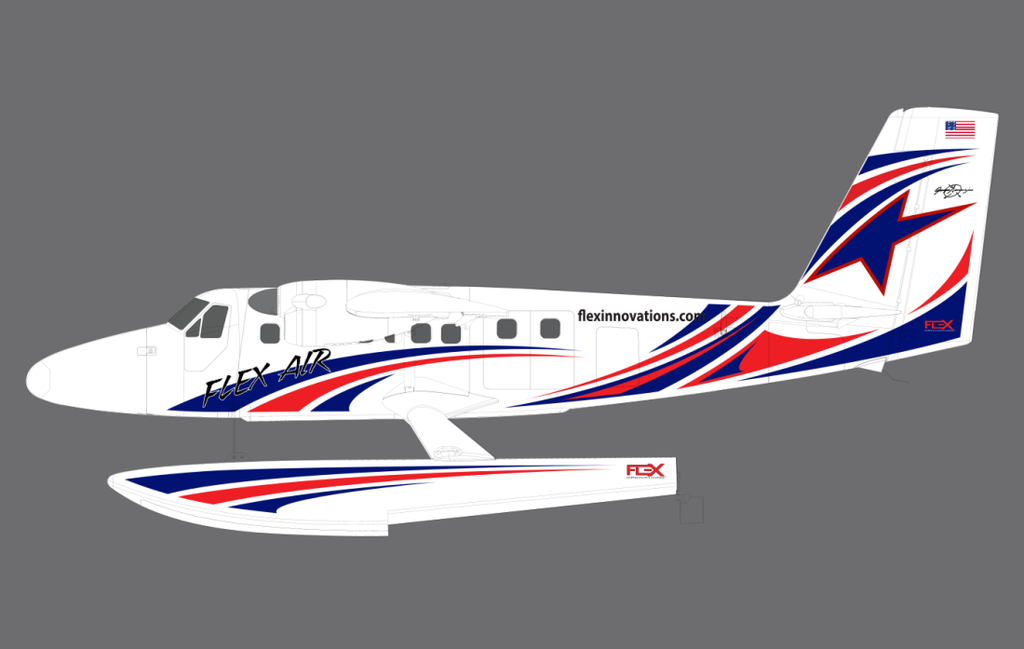 Flex Innovations TWIN OTTER 80E FLOAT SET W/STRUTS & LEDS r-w-b